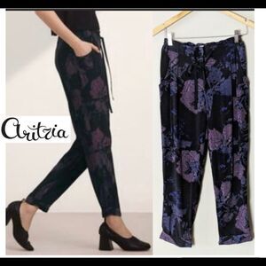 Aritzia Wilfred Marais floral pants black purple Sz S🔥